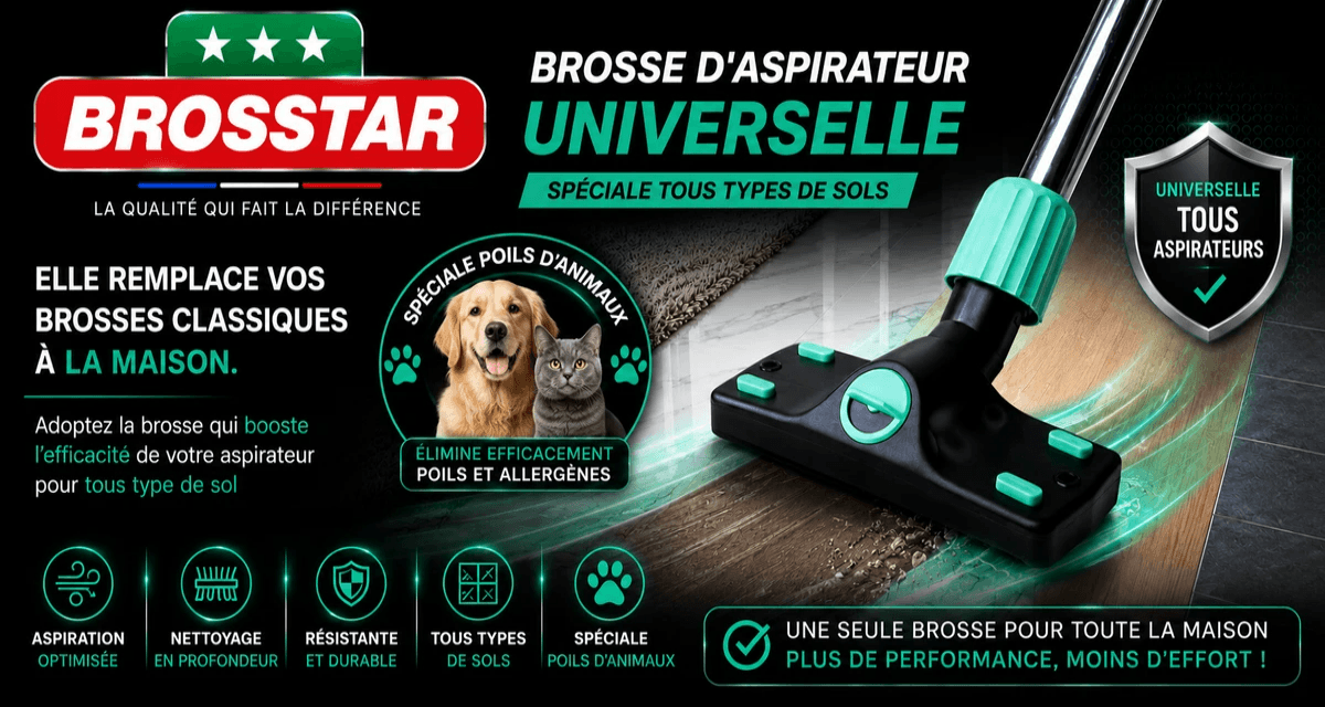 Brosse d’aspirateur universelle Brosstar – fabrication française – compatible toutes marques, sols et tapis. Brosse d’aspirateur universelle Brosstar – fabrication française – compatible toutes marques, sols et tapis.