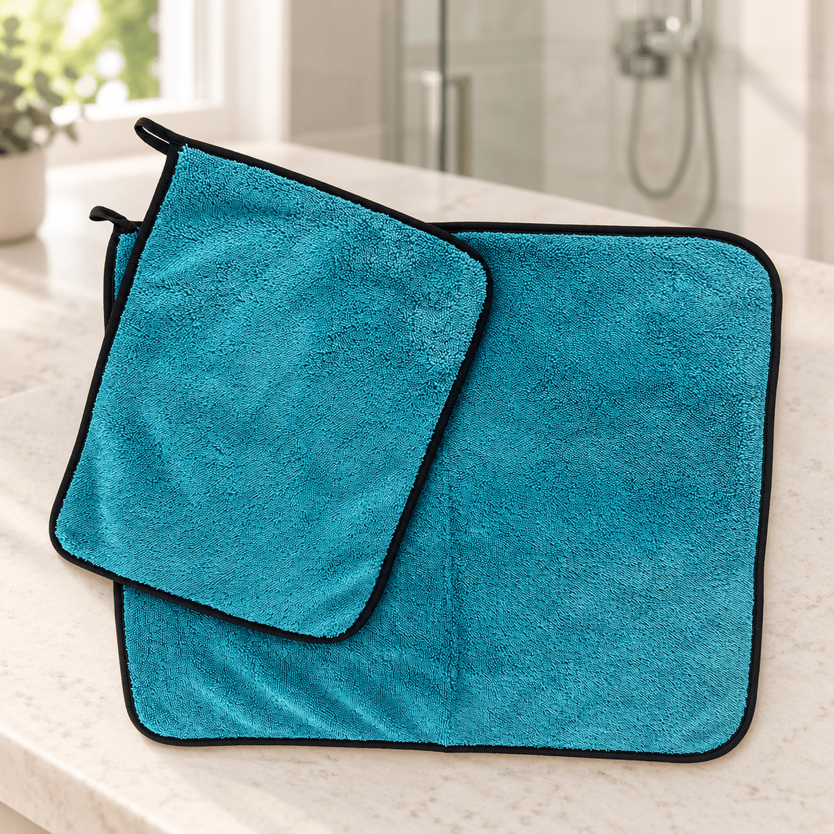Fibres Salle de Bain bleues en tailles L et XL Fibres Salle de Bain bleues en tailles L et XL