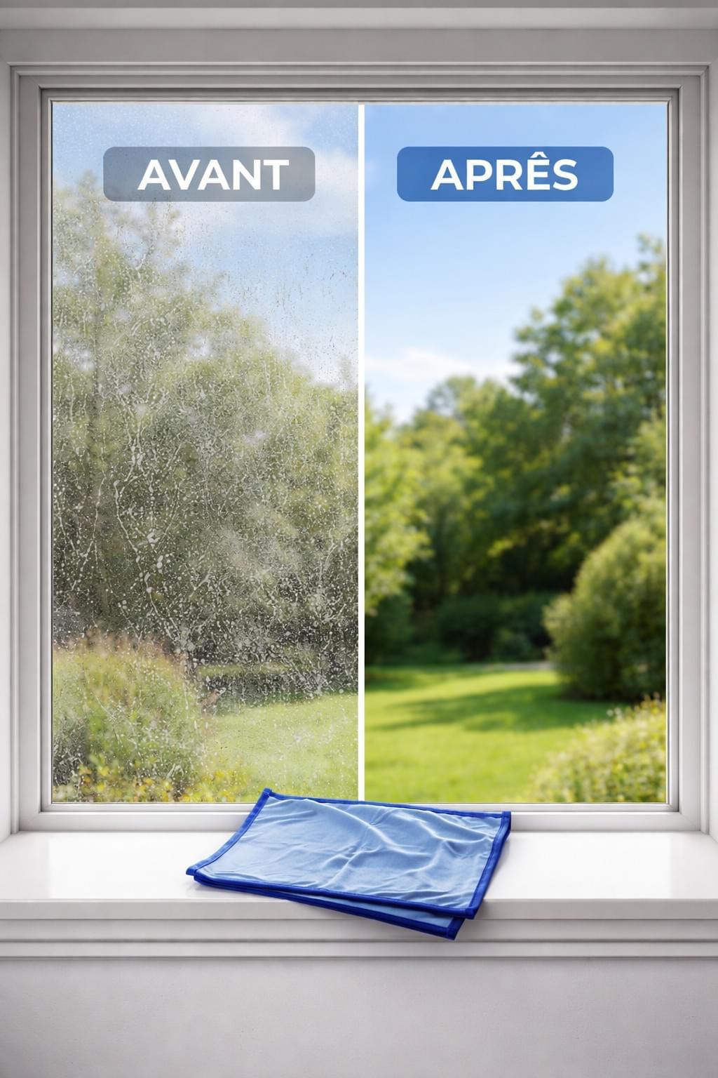Nettoyage de vitres avant après avec nanofibre Nanotuch sans traces ni produits Nettoyage de vitres avant après avec nanofibre Nanotuch sans traces ni produits