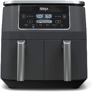 Ninja Foodi DualZone Air Fryer with two baskets separating foods Ninja Foodi DualZone Air Fryer with two baskets separating foods