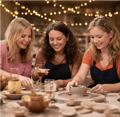 Adult pottery party hand-building session at Island View Pottery in Rotorua Adult pottery party hand-building session at Island View Pottery in Rotorua