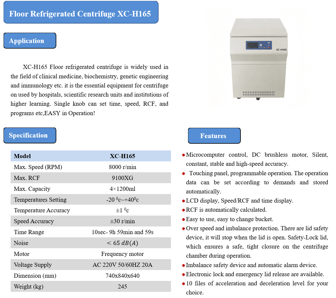 Floor Refrigerated Centrifuge XC-H165
