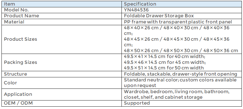 YN484536 | Foldable Drawer Storage Box
