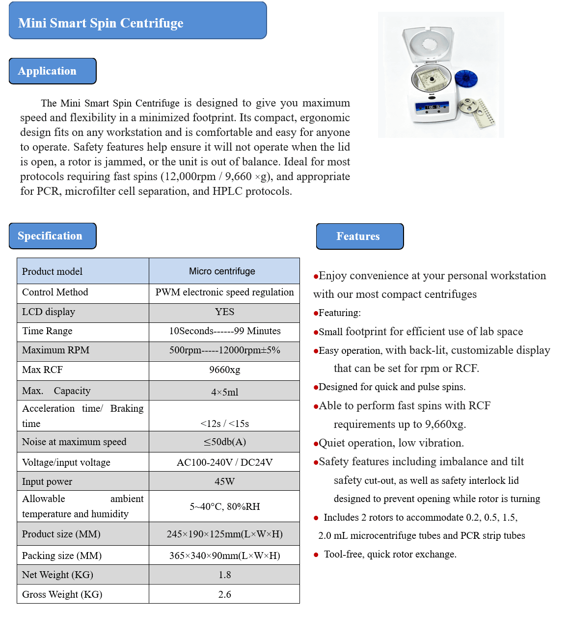 Mini Smart Spin centrifuge
