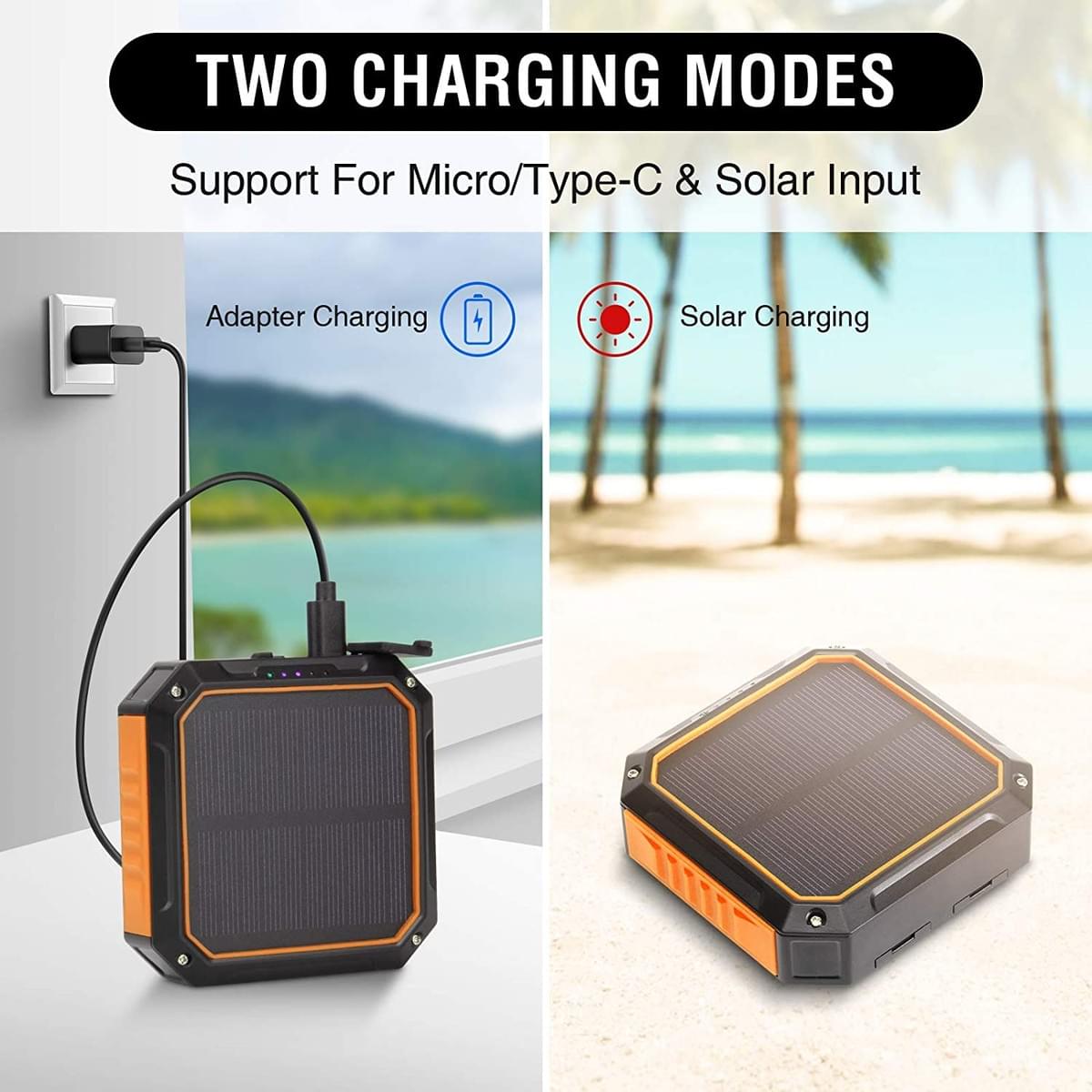 Solar Power Bank 10000Mah with LED