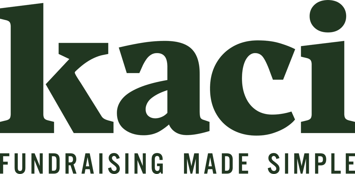 Kaci wordmark with Fundraising made simple below the company name Kaci wordmark with Fundraising made simple below the company name
