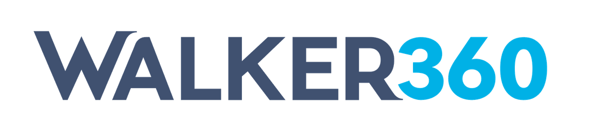 Logo for Walker360 blue letters spelling out the name Logo for Walker360 blue letters spelling out the name
