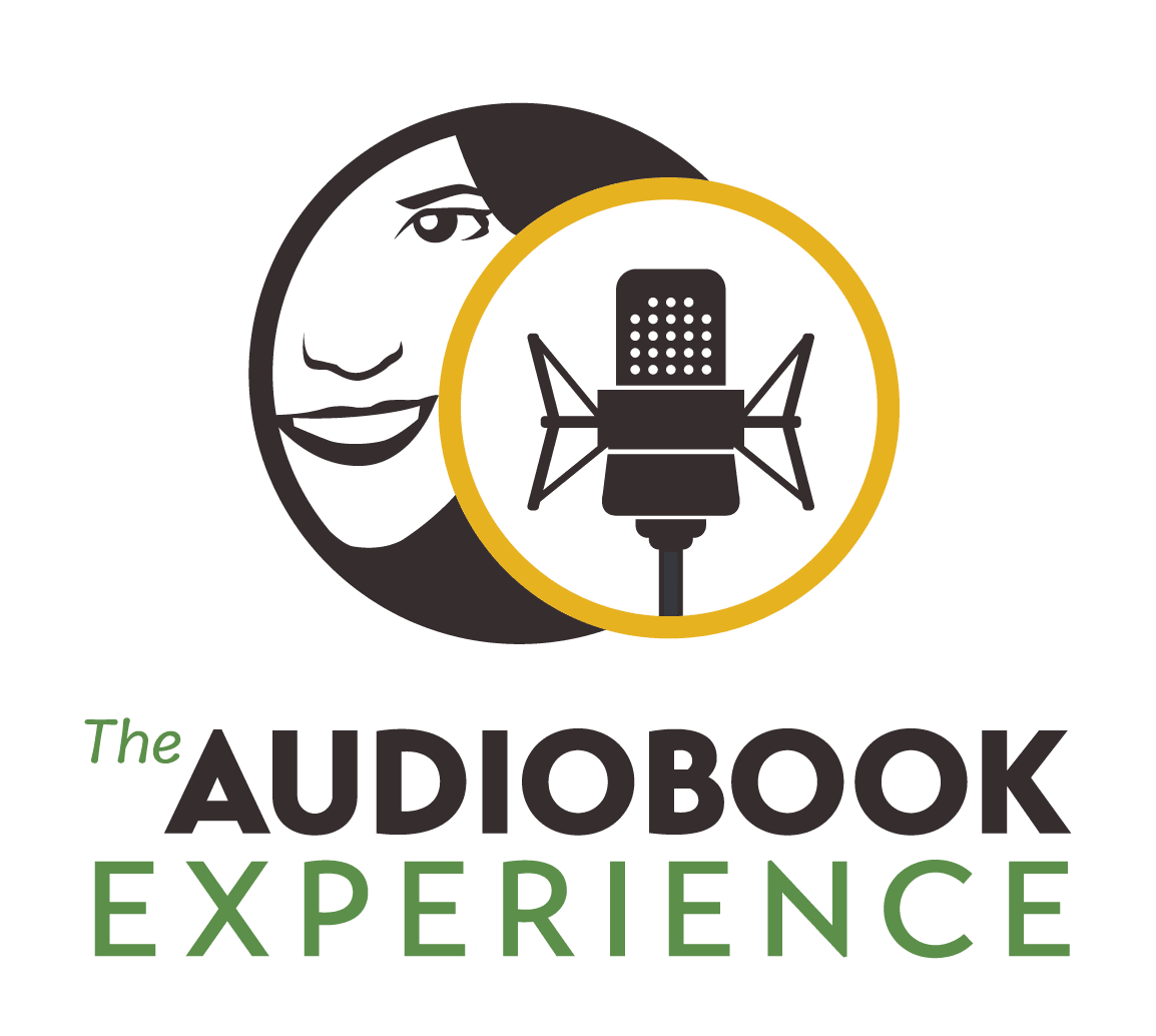 Logo with a woman’s face and studio microphone above the words The Audiobook Experience Logo with a woman’s face and studio microphone above the words The Audiobook Experience
