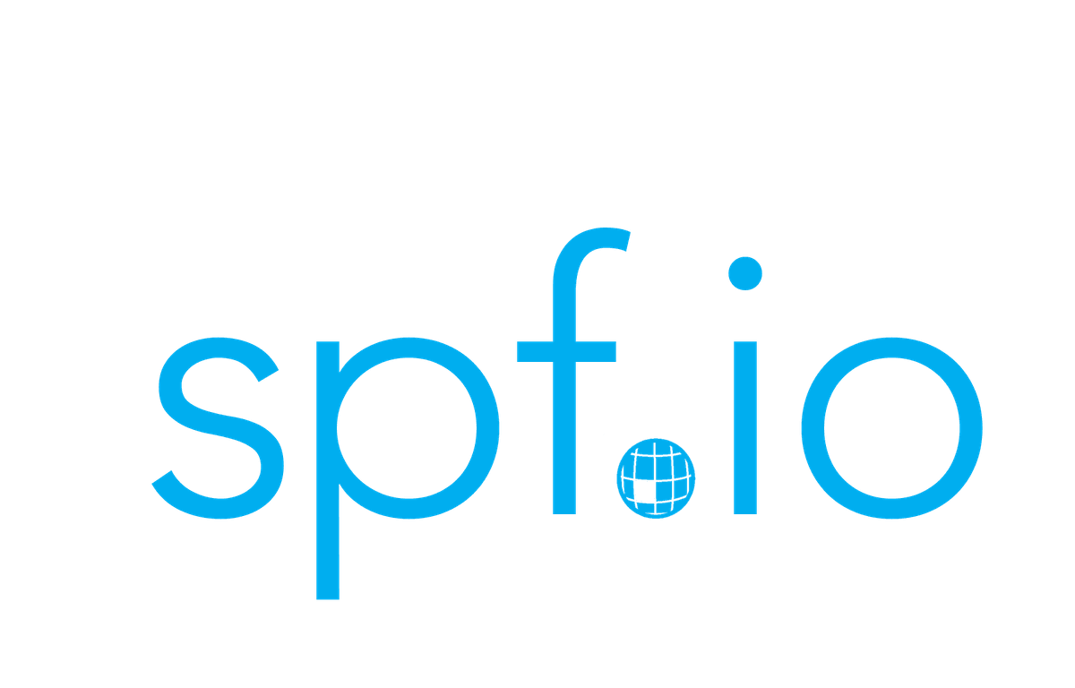 turquoise blue lower case letters spf.io the logo for this company turquoise blue lower case letters spf.io the logo for this company