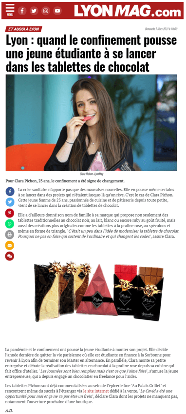 article LyonMag sur Chocolats Pichon article LyonMag sur Chocolats Pichon