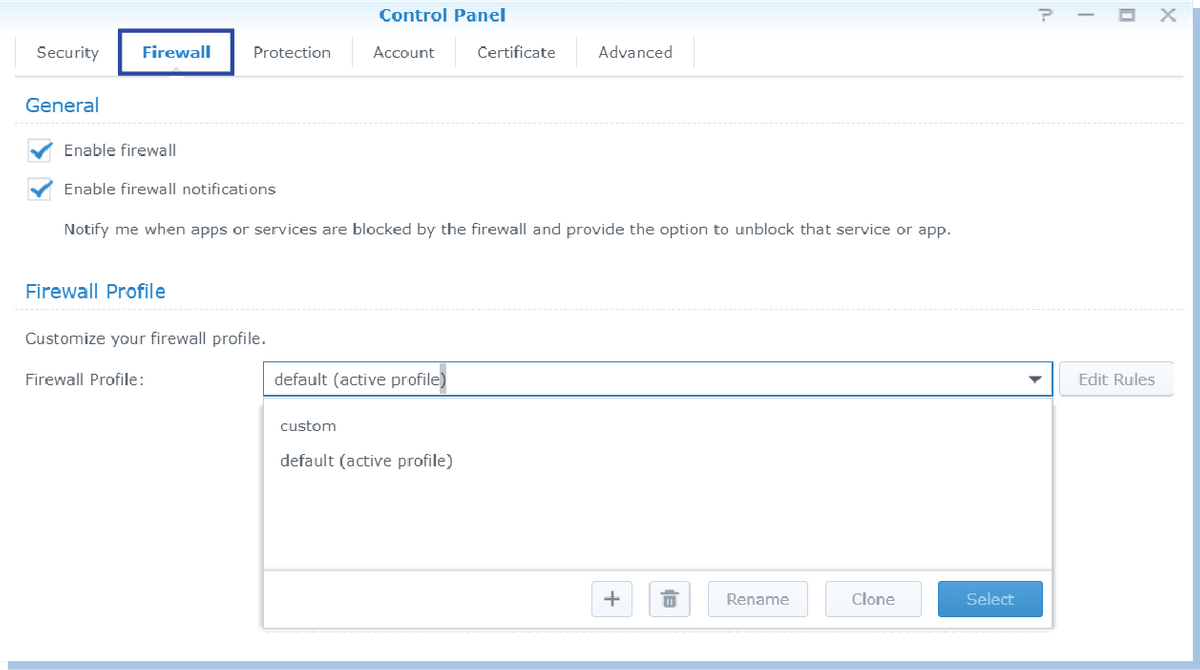 Synology DSM control panel - Firewall Synology DSM control panel - Firewall