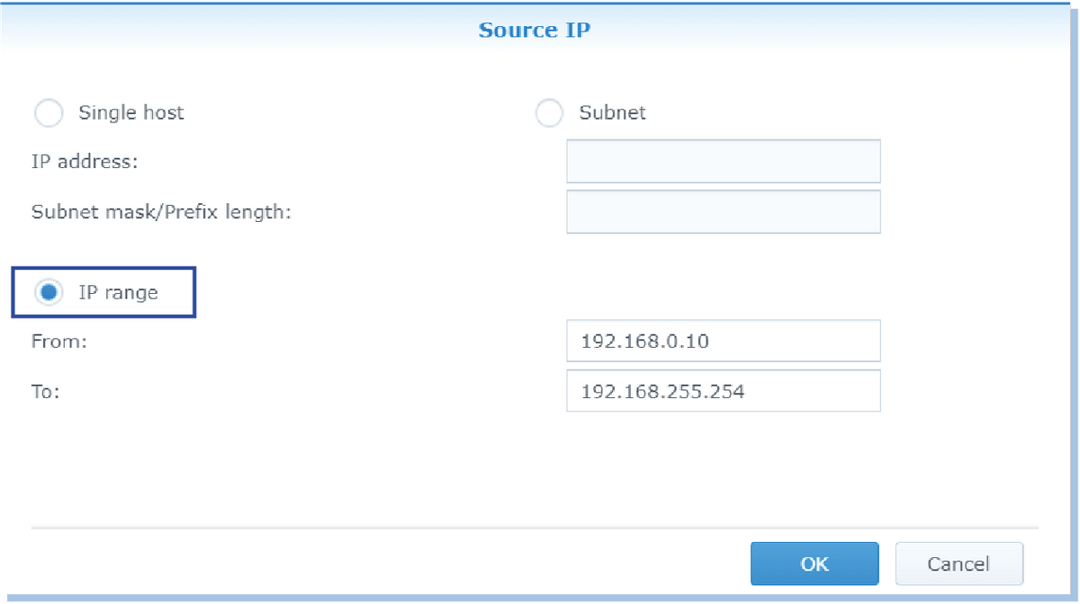 Synology DSM Firewall rules - source IP Synology DSM Firewall rules - source IP