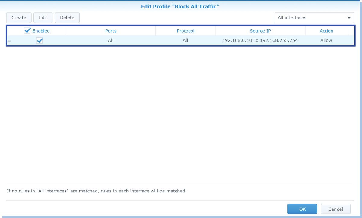 Synology DSM block all traffic Synology DSM block all traffic