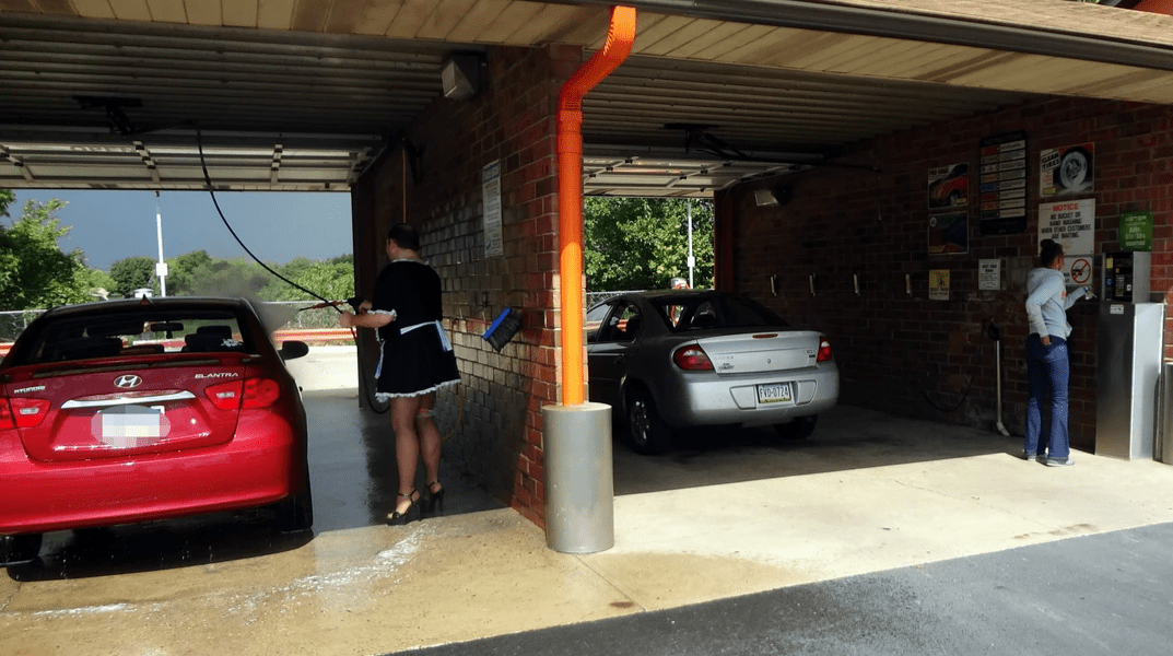 Shawn spent 3 hours giving free car washes to anybody who wanted one in uniform at this public car wash not far from his home at the command of a friend who blackmails him into humiliating himself for her entertainment. Shawn spent 3 hours giving free car washes to anybody who wanted one in uniform at this public car wash not far from his home at the command of a friend who blackmails him into humiliating himself for her entertainment.