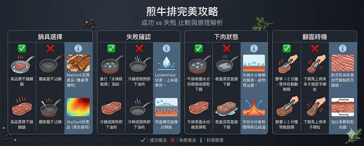 不鏽鋼鍋煎牛排的成敗對照表 不鏽鋼鍋煎牛排的成敗對照表