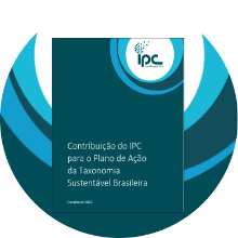 Imagem com a capa em verde escuro do documento Contribuição do IPC para o Plano de Ação da Taxonomia Sustentável Brasileira e sem fundo colorido Imagem com a capa em verde escuro do documento Contribuição do IPC para o Plano de Ação da Taxonomia Sustentável Brasileira e sem fundo colorido