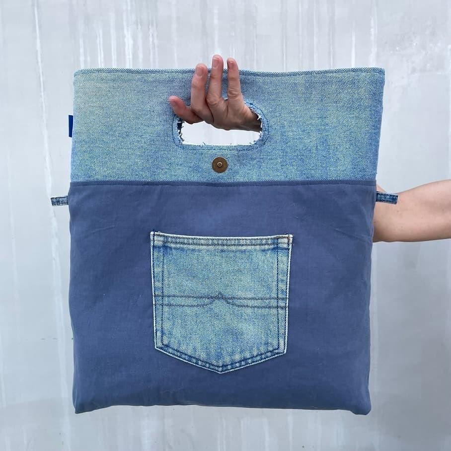 丹寧麻布托特包