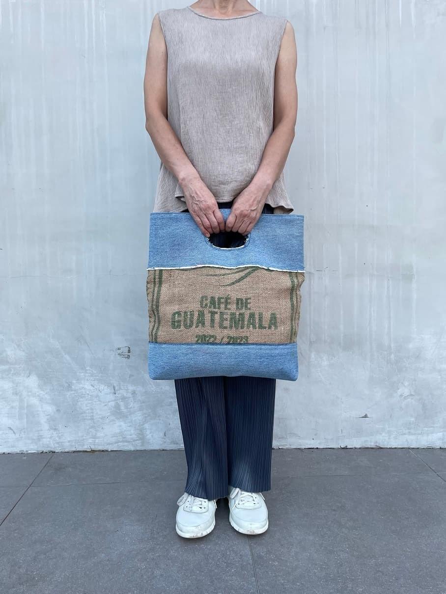 丹寧麻布托特包