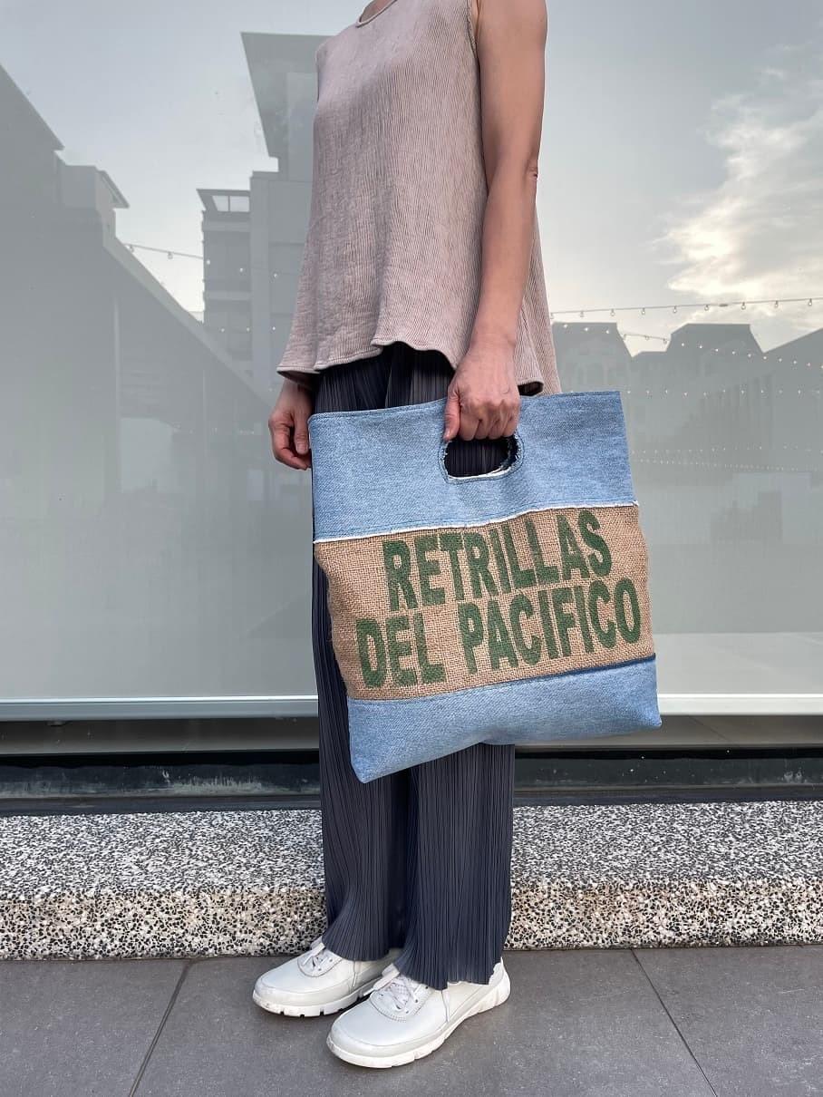 丹寧麻布托特包