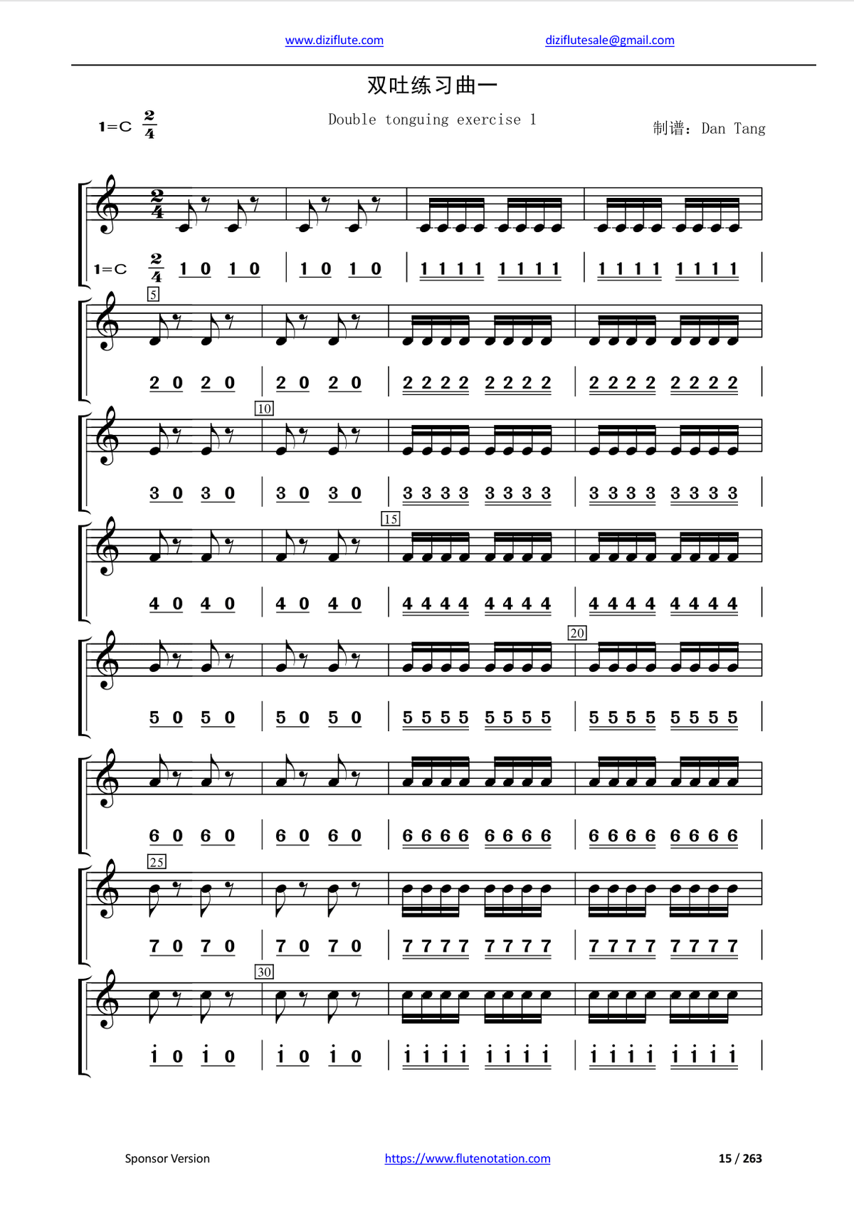 Chinese Dizi Flute Exercise Notation Book (Systematically learn starting from very beginner)