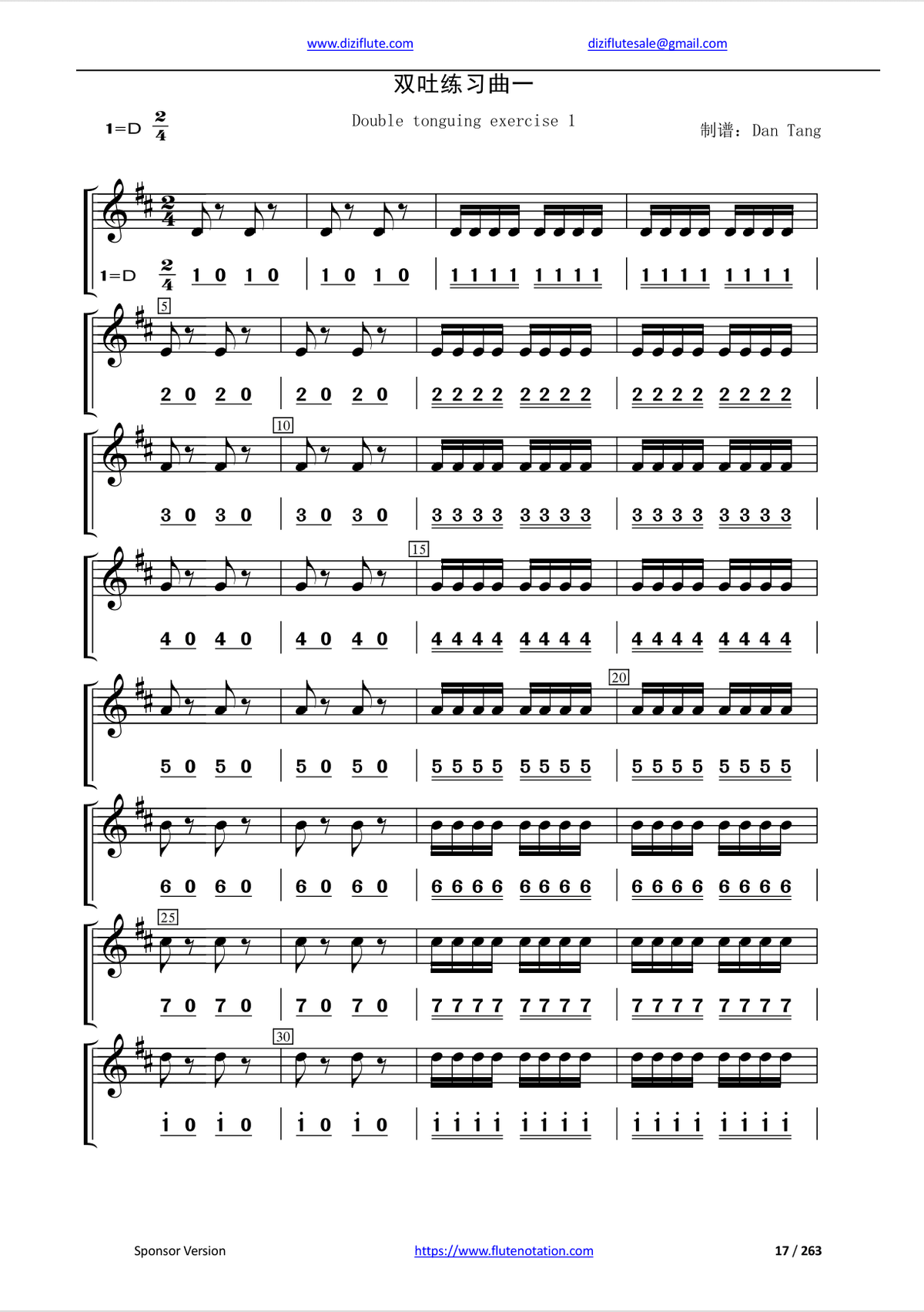 Chinese Dizi Flute Exercise Notation Book (Systematically learn starting from very beginner)
