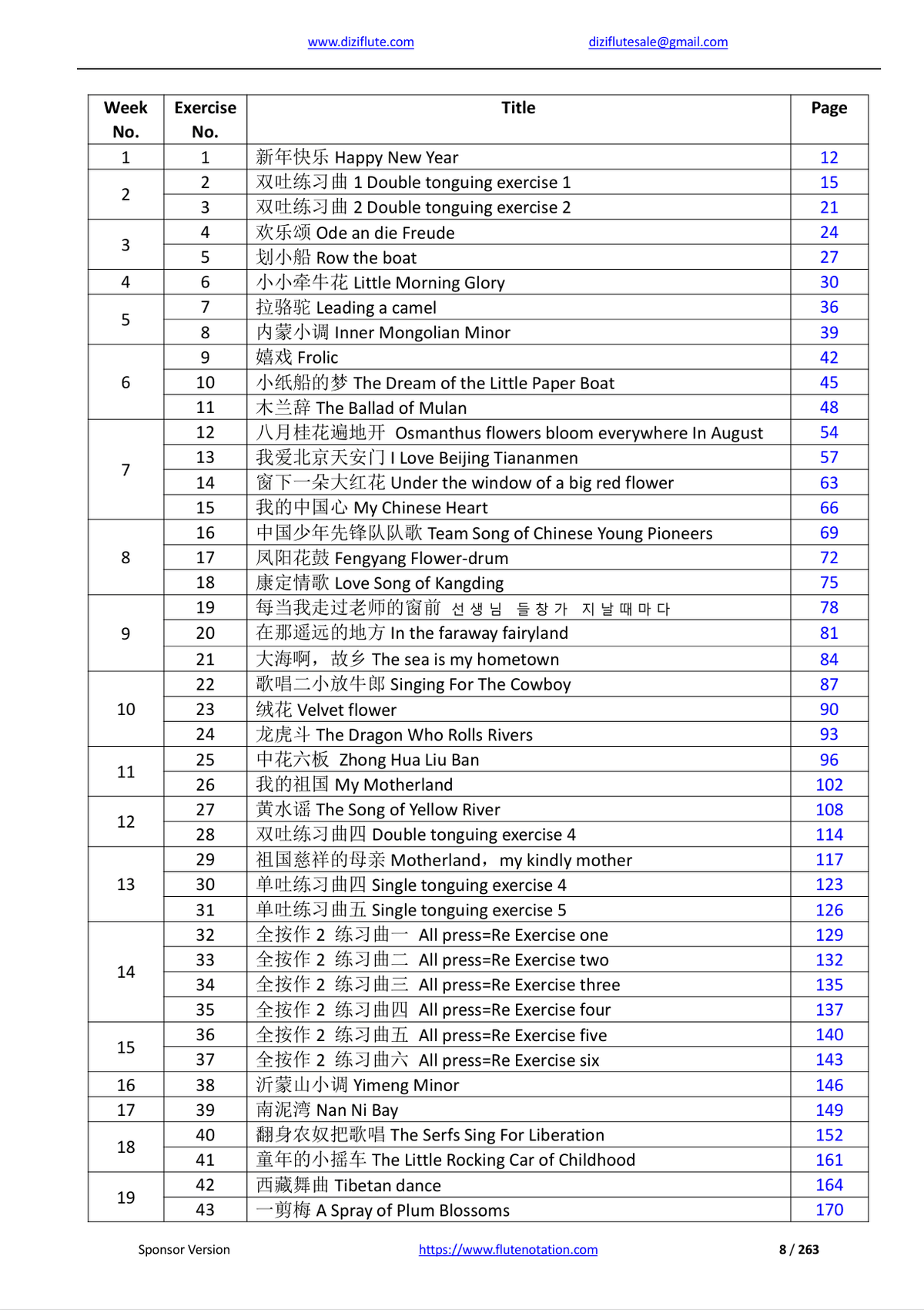 Chinese Dizi Flute Exercise Notation Book (Systematically learn starting from very beginner)