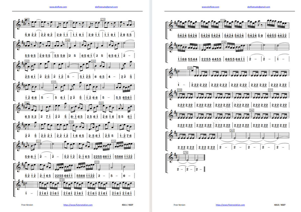 Free Songs Notation Score Book ( Chinese Bamboo Flute Finger Chart Basic Tutorial Book)