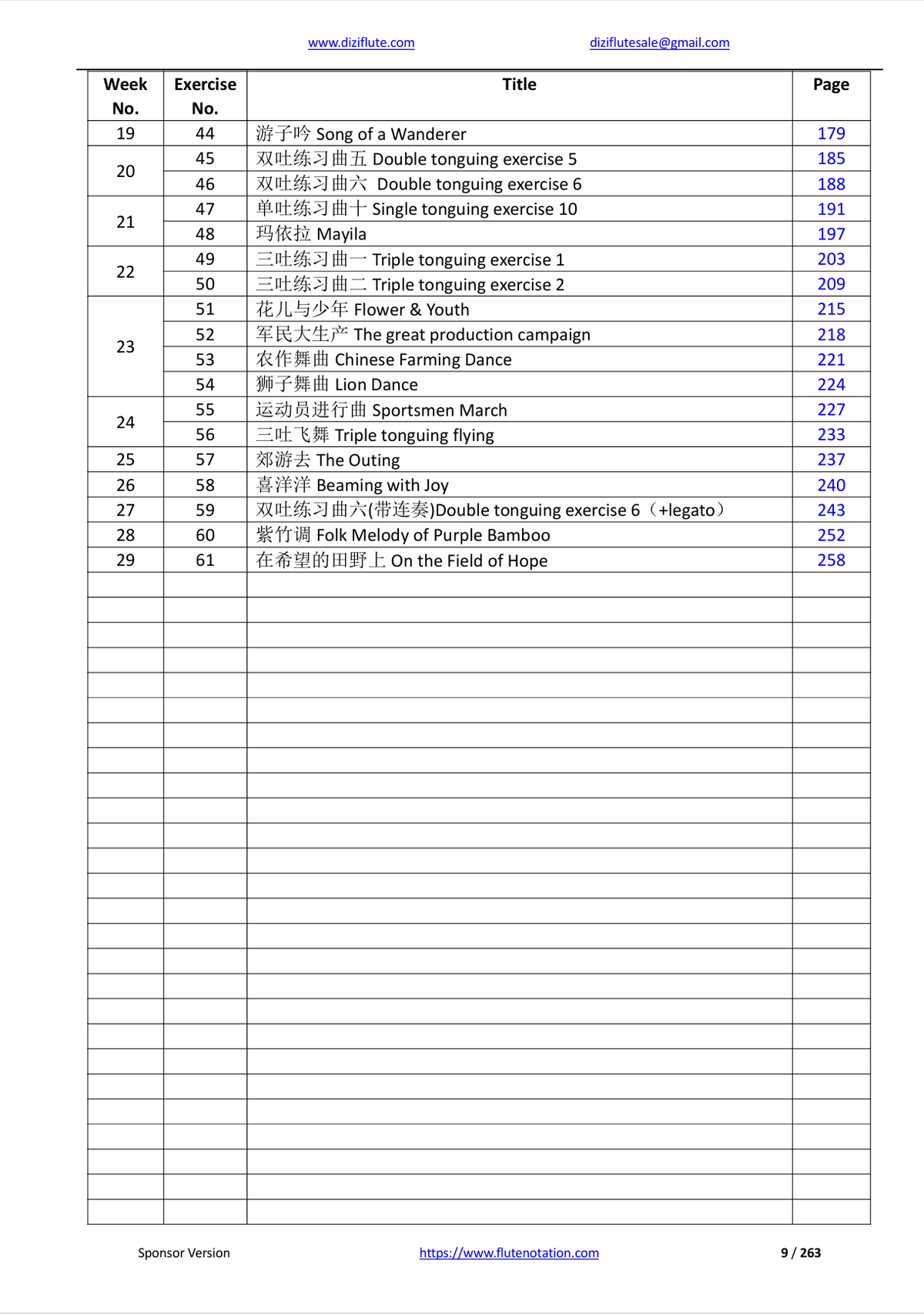 Chinese Dizi Flute Exercise Notation Book (Systematically learn starting from very beginner)