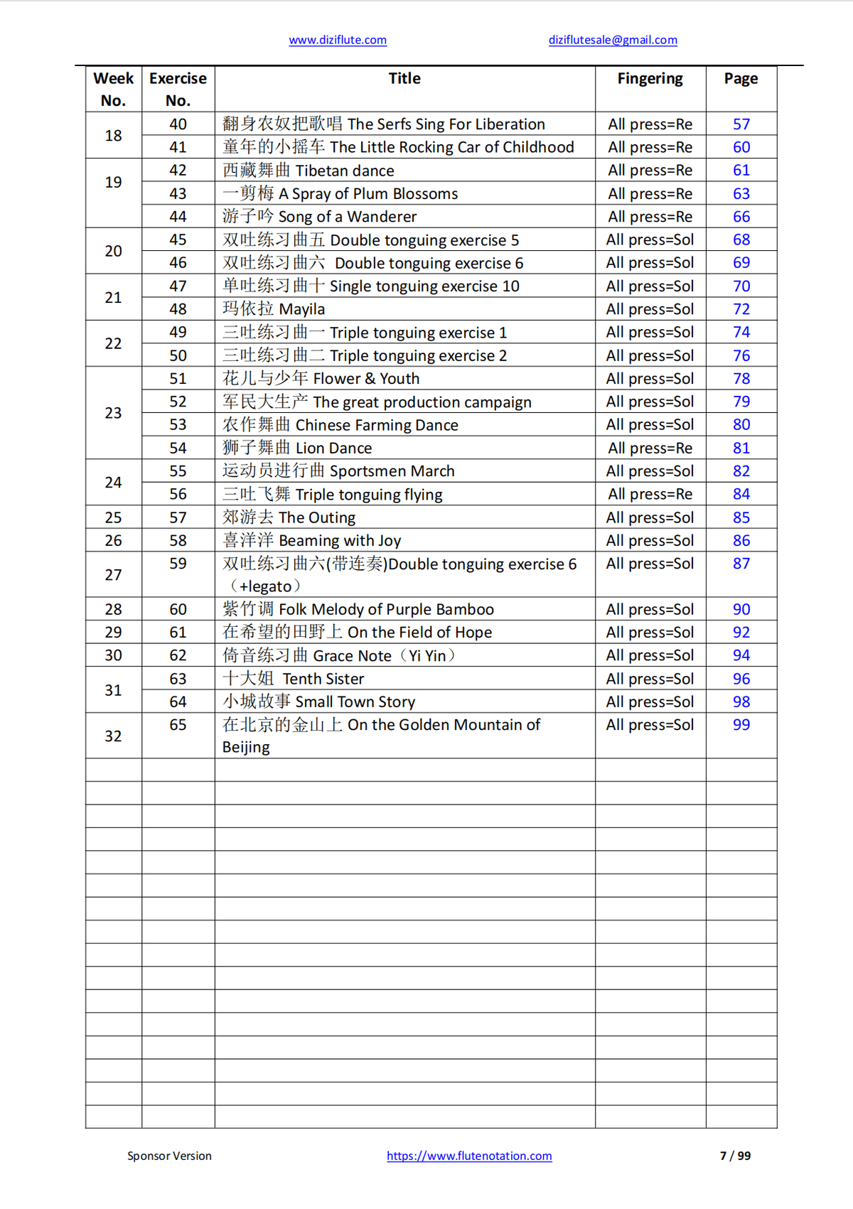 Chinese D Key Dizi Flute Learning Exercise Notation Book (Step by step for beginner)