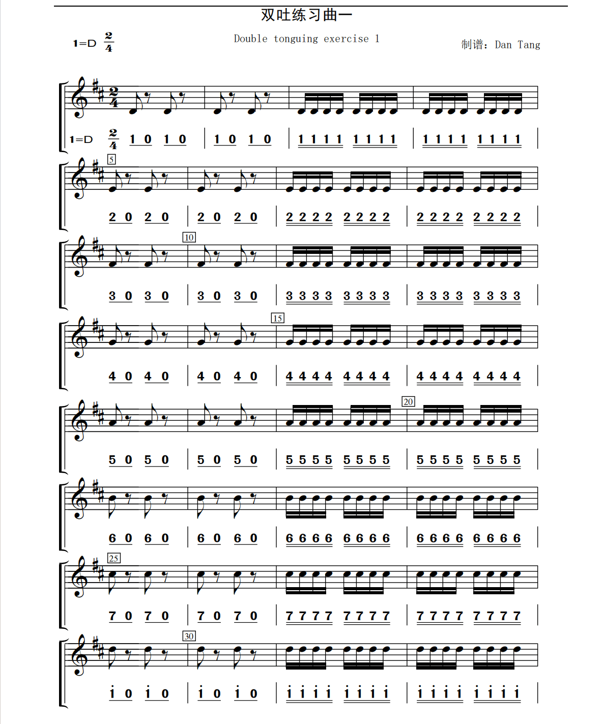 D Key Dizi Flute Learning Exercise Notation Book (Step by step for beginner)
