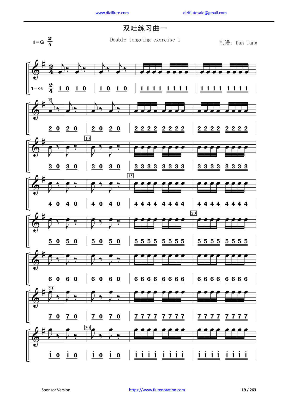 Chinese Dizi Flute Exercise Notation Book (Systematically learn starting from very beginner)