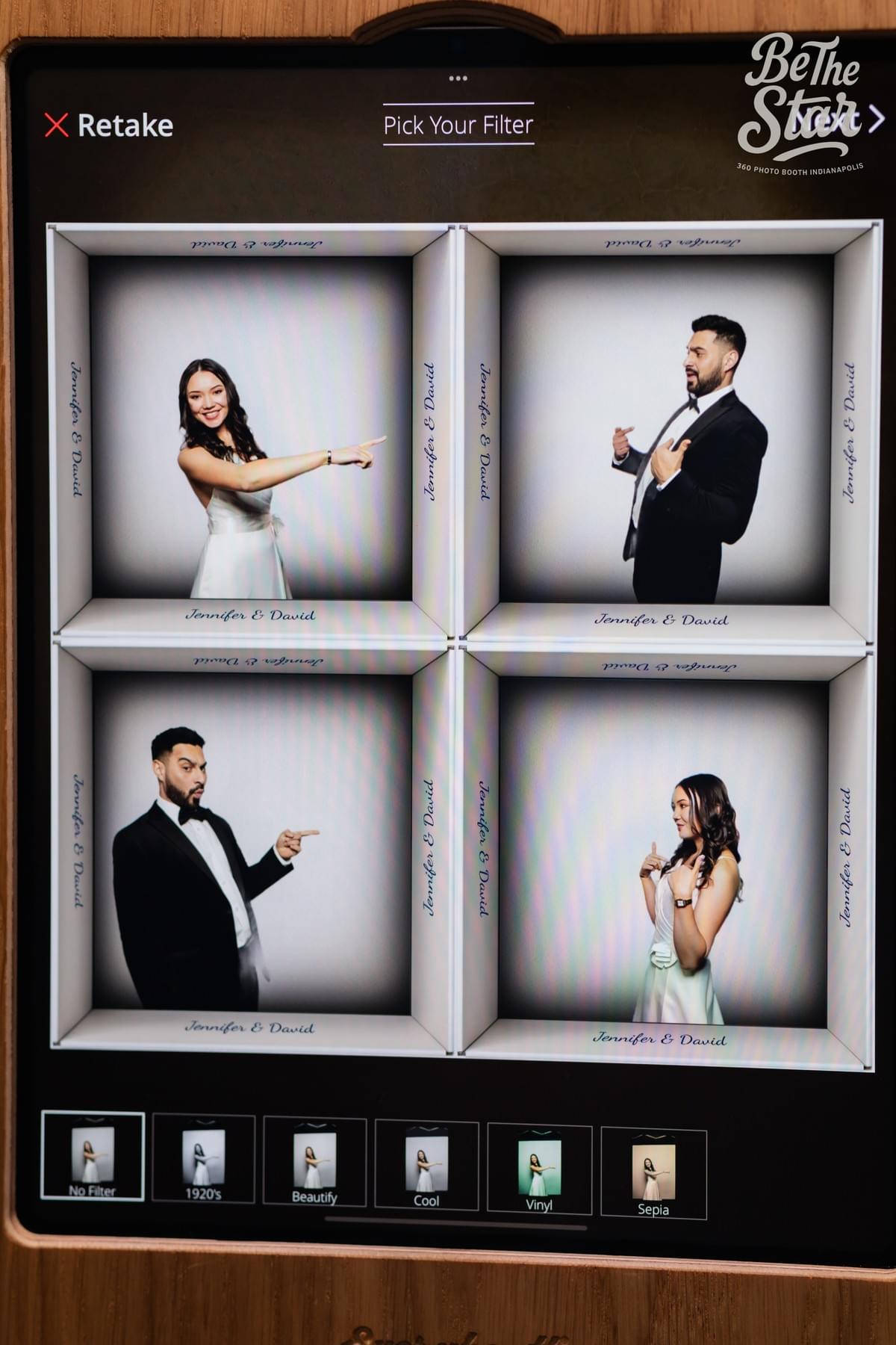 Couple showing pictures of our casino photo booth Couple showing pictures of our casino photo booth