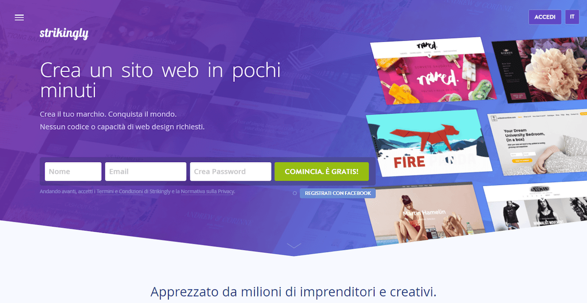 Pagina di Atterraggio di Strikingly Pagina di Atterraggio di Strikingly