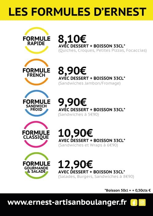 Les formules d'Ernest à Manosque Les formules d'Ernest à Manosque