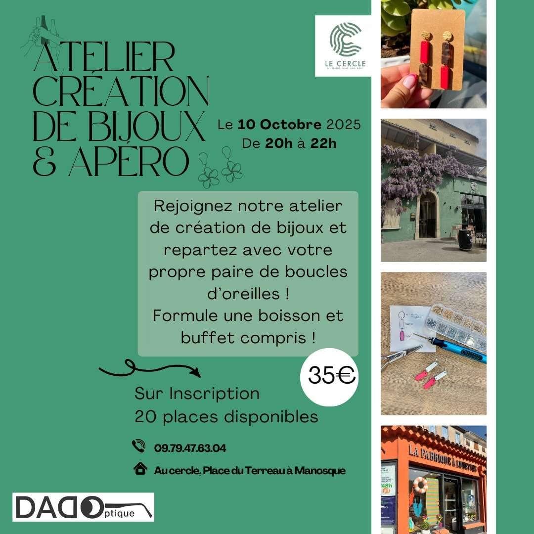 RDV le 10 octobre au Cercle, en centre-ville de Manosque (04) - Atelier création de bijoux et apéro. RDV le 10 octobre au Cercle, en centre-ville de Manosque (04) - Atelier création de bijoux et apéro.