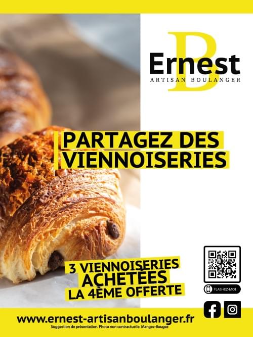 Ernest Manosque, vous propose tous les jours : 3 viennoiseries achetées = La 4ème offerte Ernest Manosque, vous propose tous les jours : 3 viennoiseries achetées = La 4ème offerte