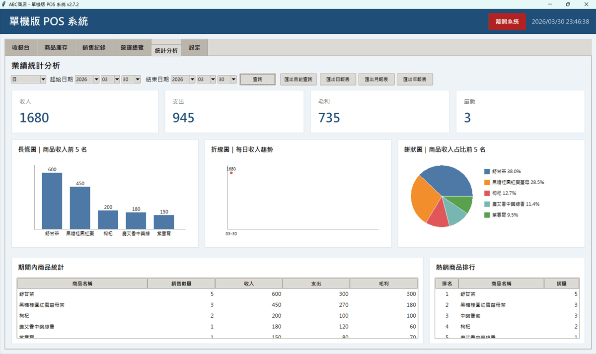 宏濟單機版POS系統