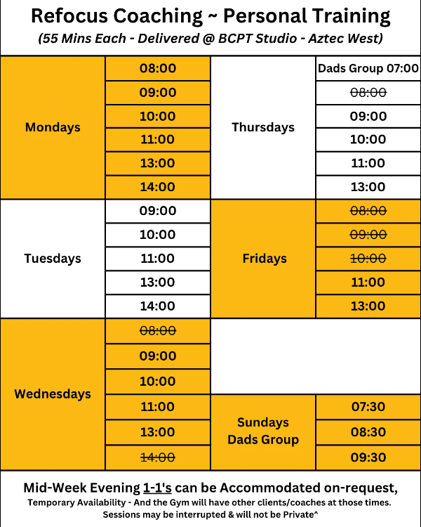 Bristol Dads Personal Training Schedule in Private Gym Aztec West Bristol Dads Personal Training Schedule in Private Gym Aztec West