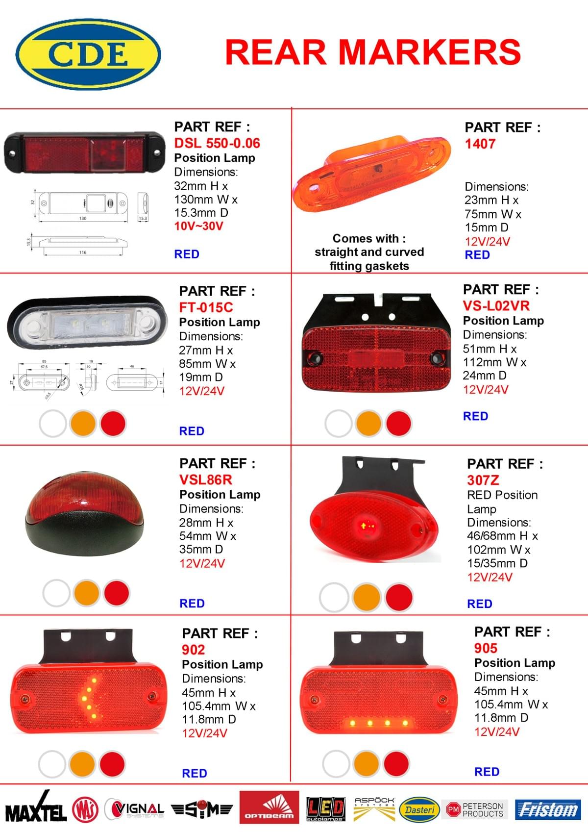 CDE CATALOGUE REAR MARKERS CDE CATALOGUE REAR MARKERS