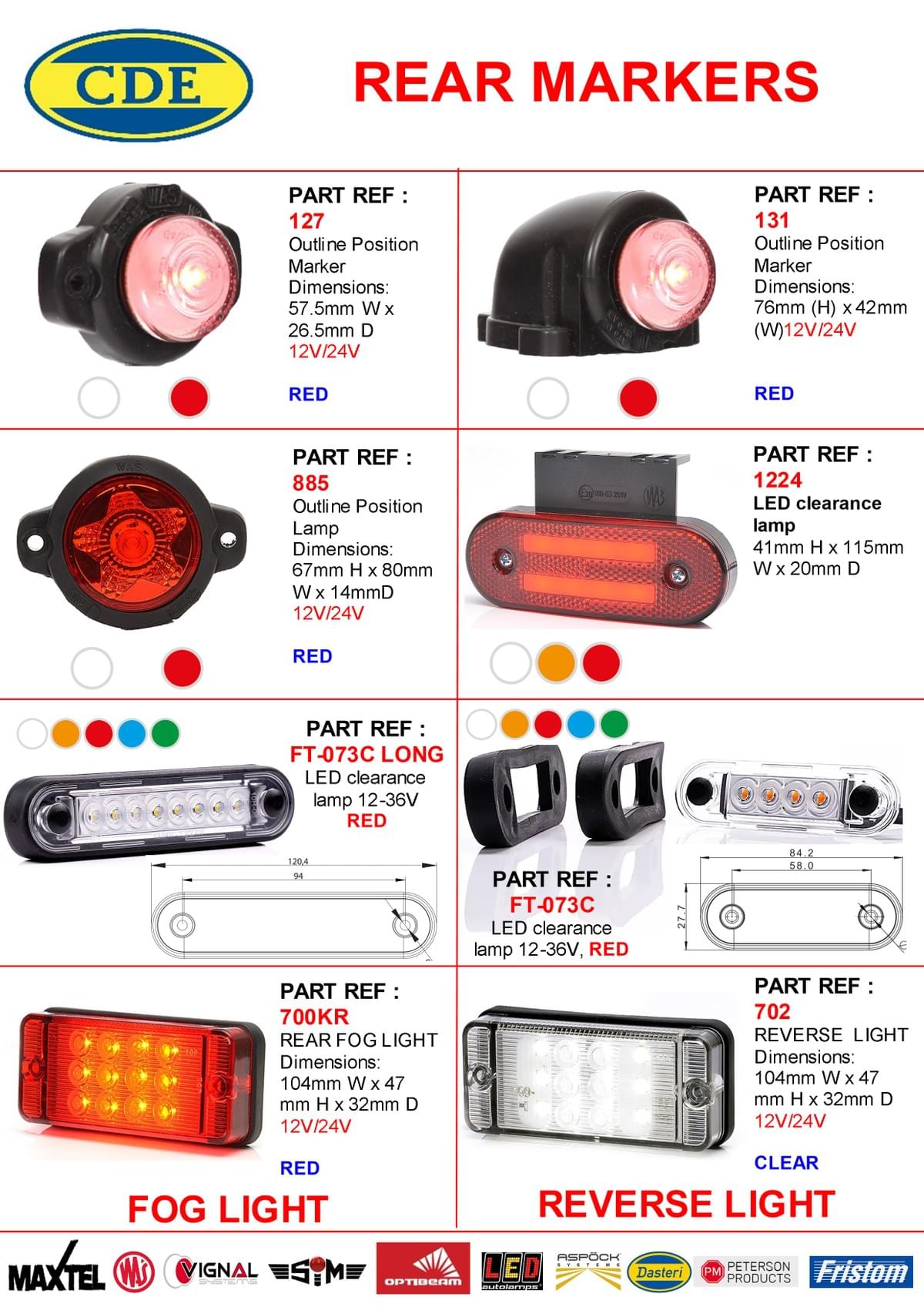 CDE CATALOGUE REAR MARKERS CDE CATALOGUE REAR MARKERS