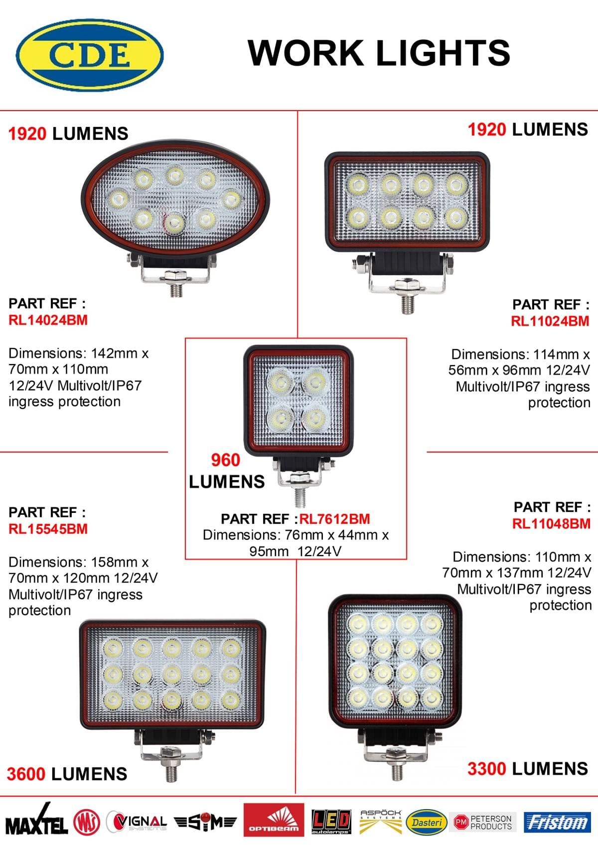 WORK LIGHTS CDE COMPONENTS WORK LIGHTS CDE COMPONENTS