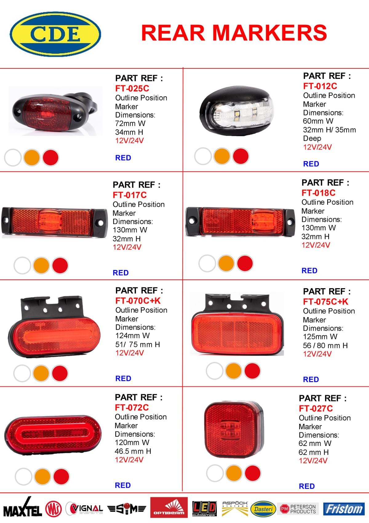 CDE CATALOGUE REAR MARKERS CDE CATALOGUE REAR MARKERS