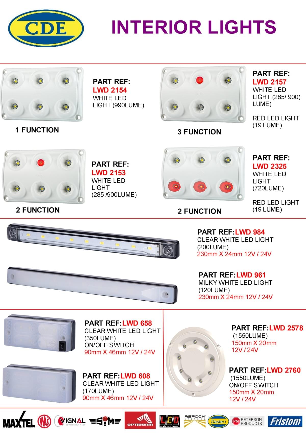 Interior Lighting CDE COMPONENTS Interior Lighting CDE COMPONENTS