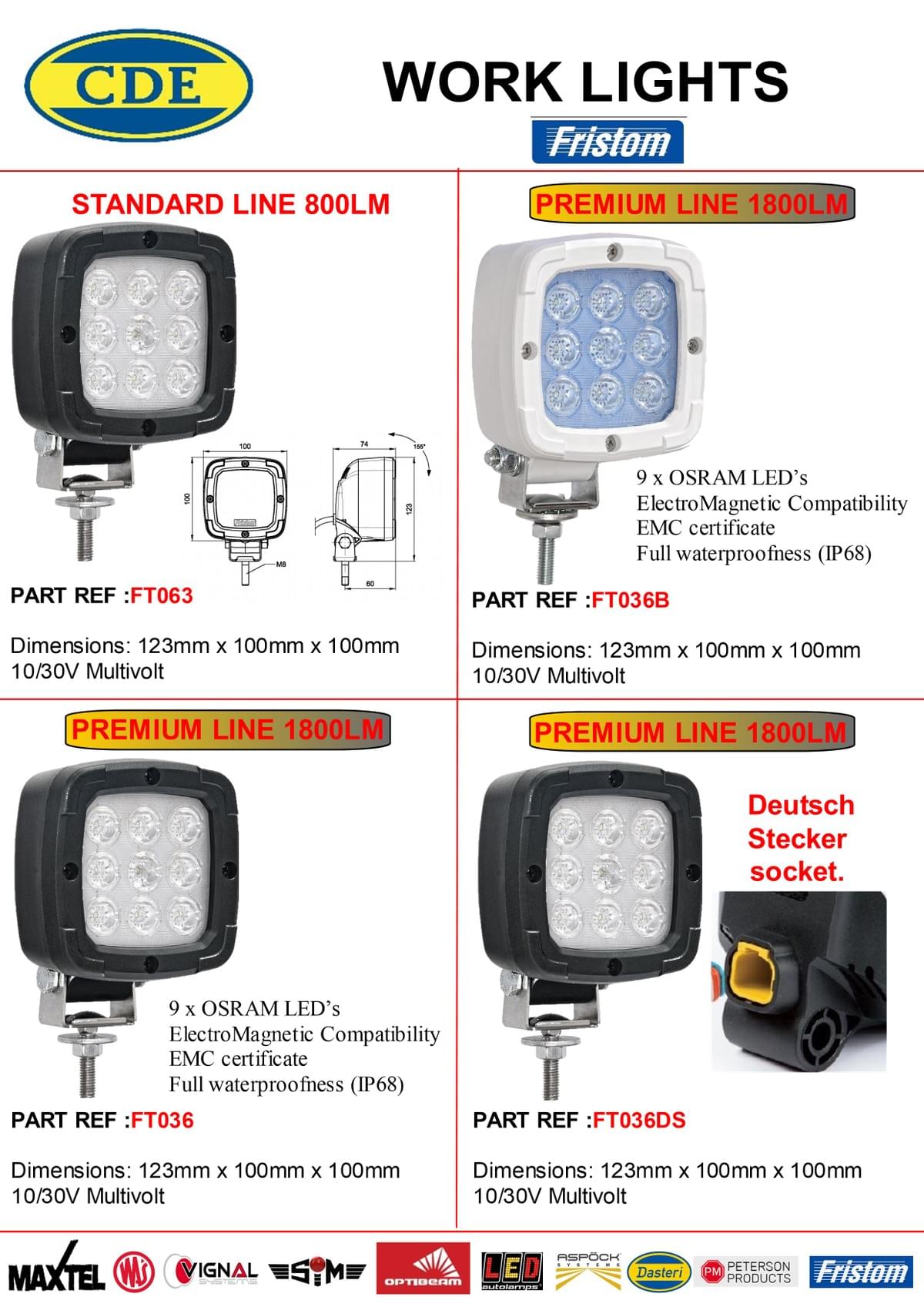 WORK LIGHTS CDE COMPONENTS WORK LIGHTS CDE COMPONENTS