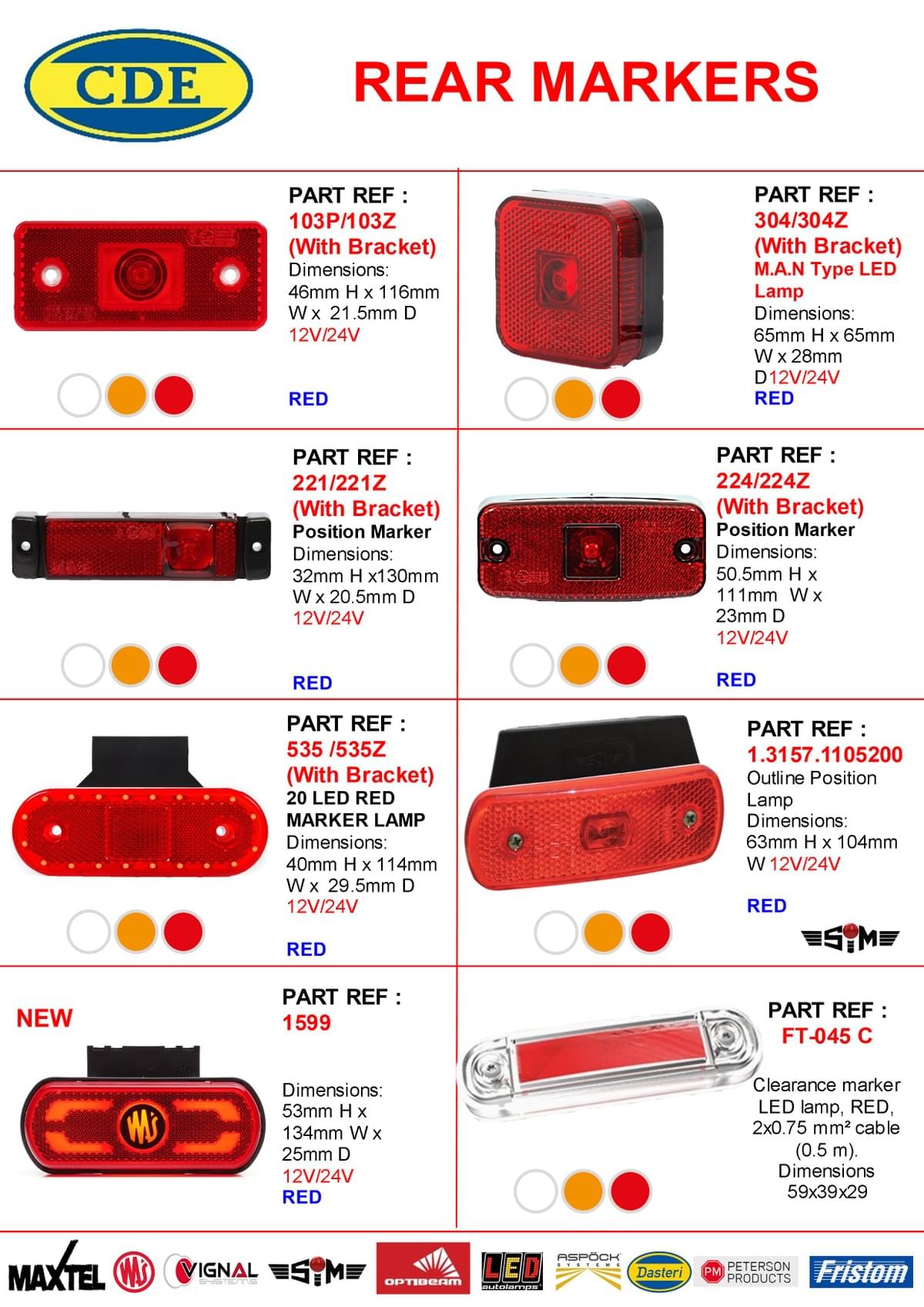 CDE CATALOGUE REAR MARKERS CDE CATALOGUE REAR MARKERS