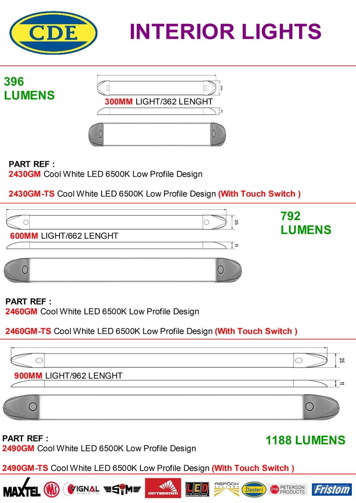 Interior Lighting CDE COMPONENTS Interior Lighting CDE COMPONENTS