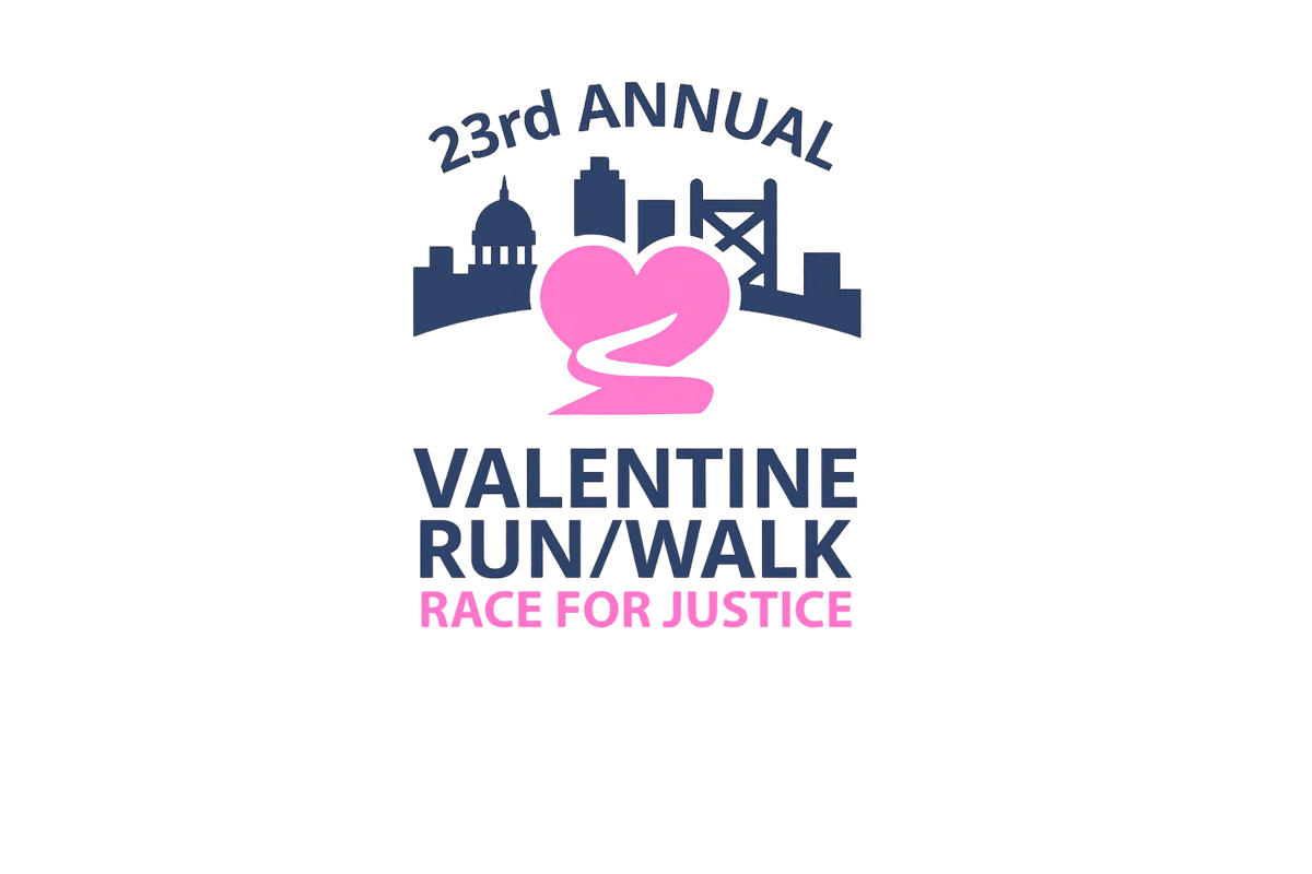 23rd Annual Valentine Run/Walk Race for Justice logo. Sacramento cityscape with Heart 23rd Annual Valentine Run/Walk Race for Justice logo. Sacramento cityscape with Heart