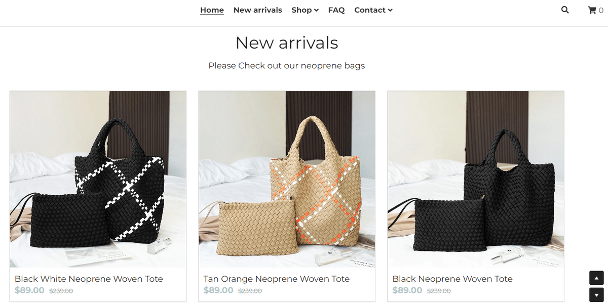 Neoprene Strikingly website