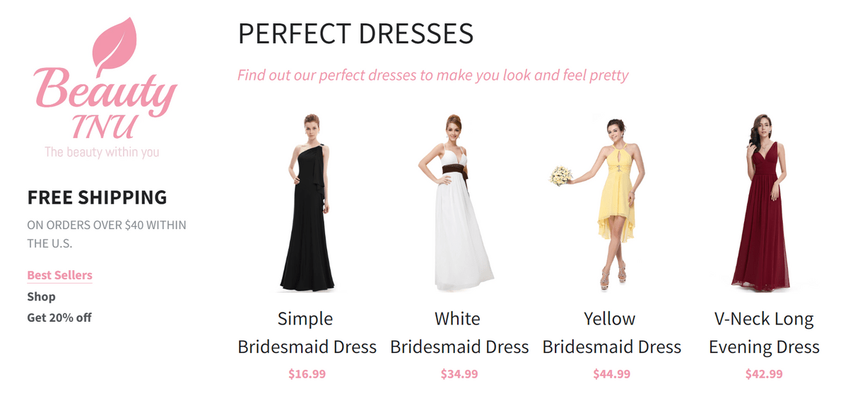 Beauty ecommerce website with Strikingly