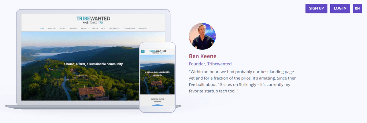 Strikingly drag and drop websites